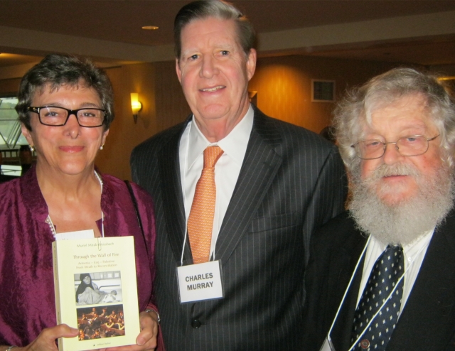 Muriel (Mirak) Weissbach with her book: Through the Wall of Fire,  Charlie Murray, Ed Lewis