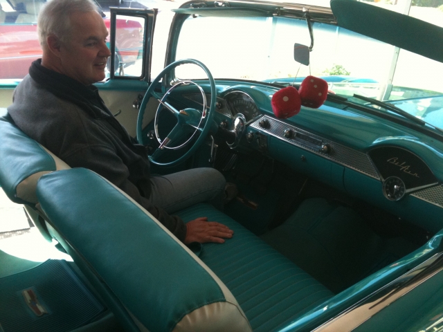 Jack Radochia lives out high school  memories sitting in this 1955 Chevrolet convertible in November 2010.